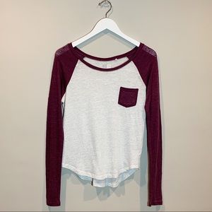 Nollie Pocket Baseball Tee Grey/Burgundy